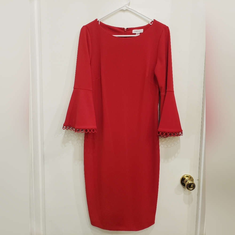 Calvin Klein Red Long Sleeve Dress Size 10
